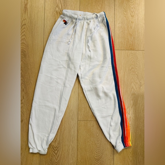Aviator Nation Pants - 🌈 Retired White 5 Neon Stripe Aviator Nation Sweats in XS! 🤩🌈